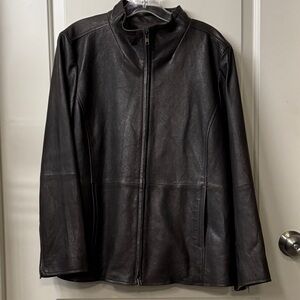 Eileen Fisher, leather bomber jacket